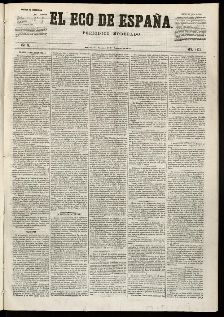 Miniatura de El Eco de España del 21 de agosto de 1873