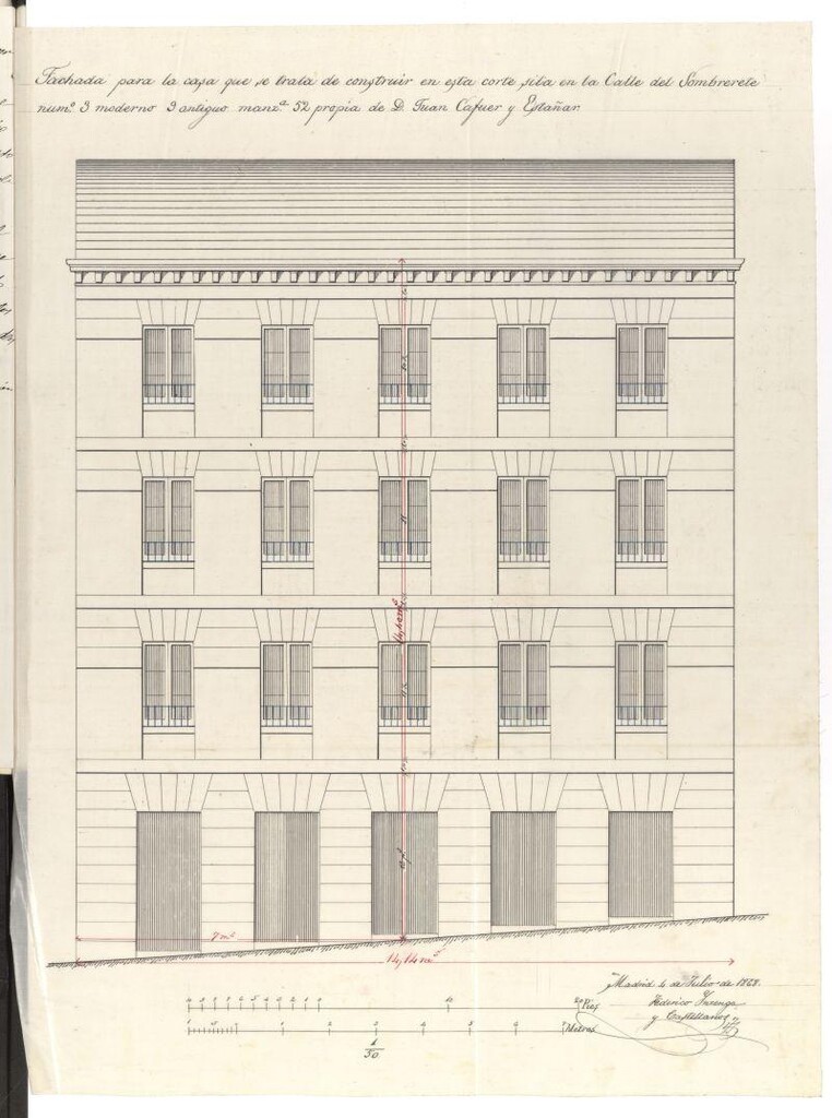 Miniatura de D. Cleto Santos, en solicitud de licencia para construir de nueva planta su casa calle del Sombrerete nº 3 moderno, manzana 52.