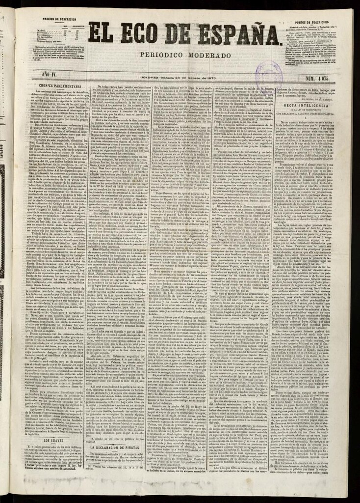Miniatura de El Eco de España del 23 de agosto de 1873