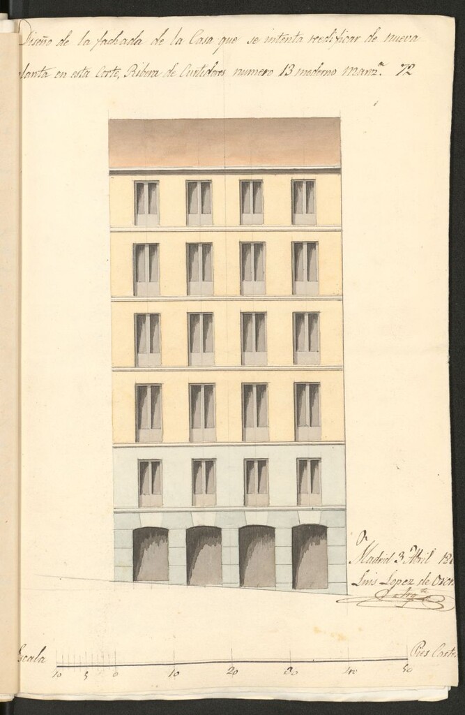 Miniatura de D. Alejandro Garcia, en solicitud de licencia para reedificar su casa sita en la Rivera de Curtidores nº 13 moderno, manzana 72.