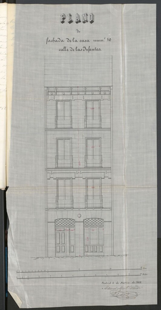 Miniatura de D. Domingo de Castro, en solicitud de licencia para construir en el solar nº 10 de la calle de las Infantas.