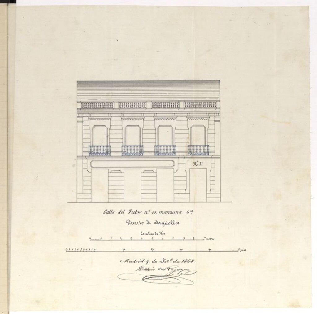 Miniatura de D. Ignacio Lacaza, en solicitud de licencia para edificar en el solar nº 11, manzana 6ª del Barrio de Argüelles.