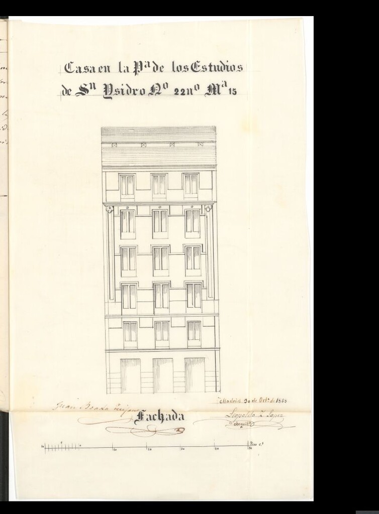 Miniatura de D. Juan Boado Quijano, para construir de nueva planta la casa Plaza de los estudios de  S. Isidro nº 22.