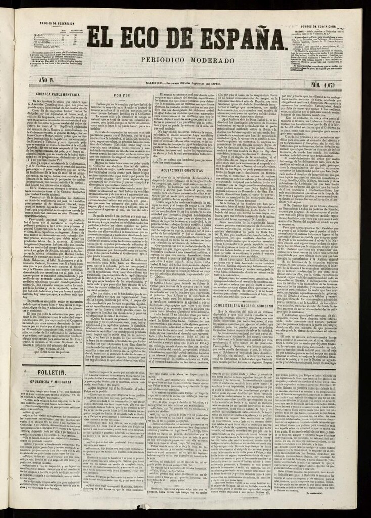Miniatura de El Eco de España del 28 de agosto de 1873