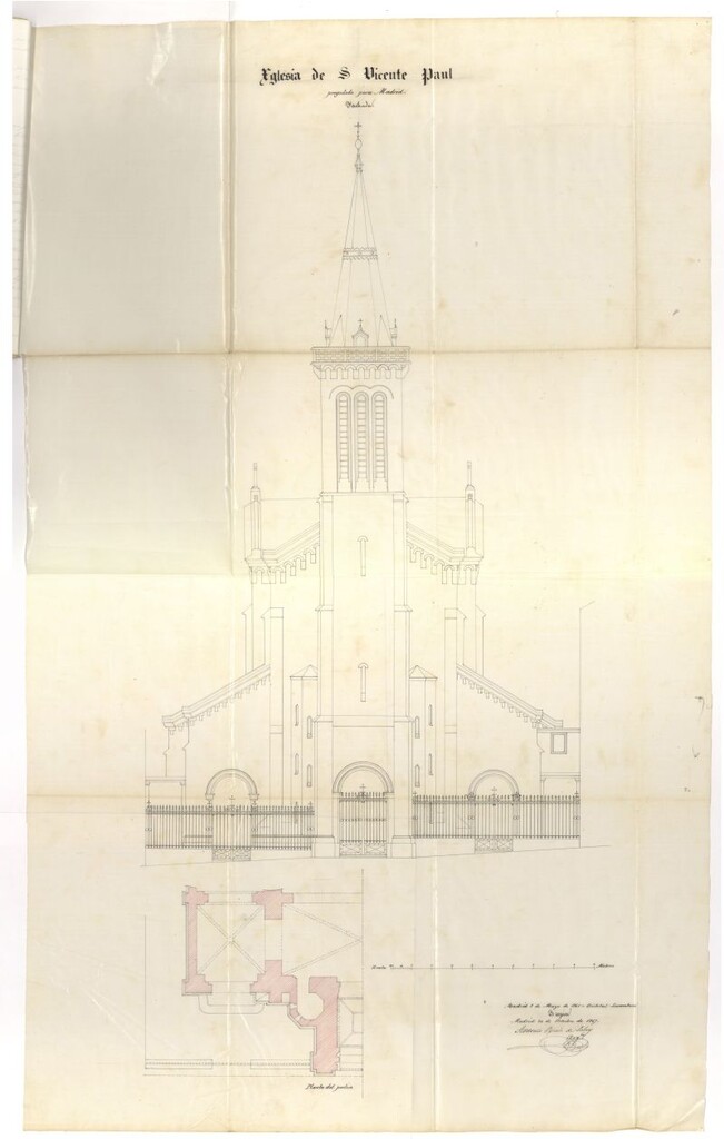 Miniatura de Expediente instruido a instancia del Superior de la Comunidad de S. Vicente de Paul, en solicitud de licencia para edificar una Iglesia en su solar sito en la calle de Osuna nº 5.