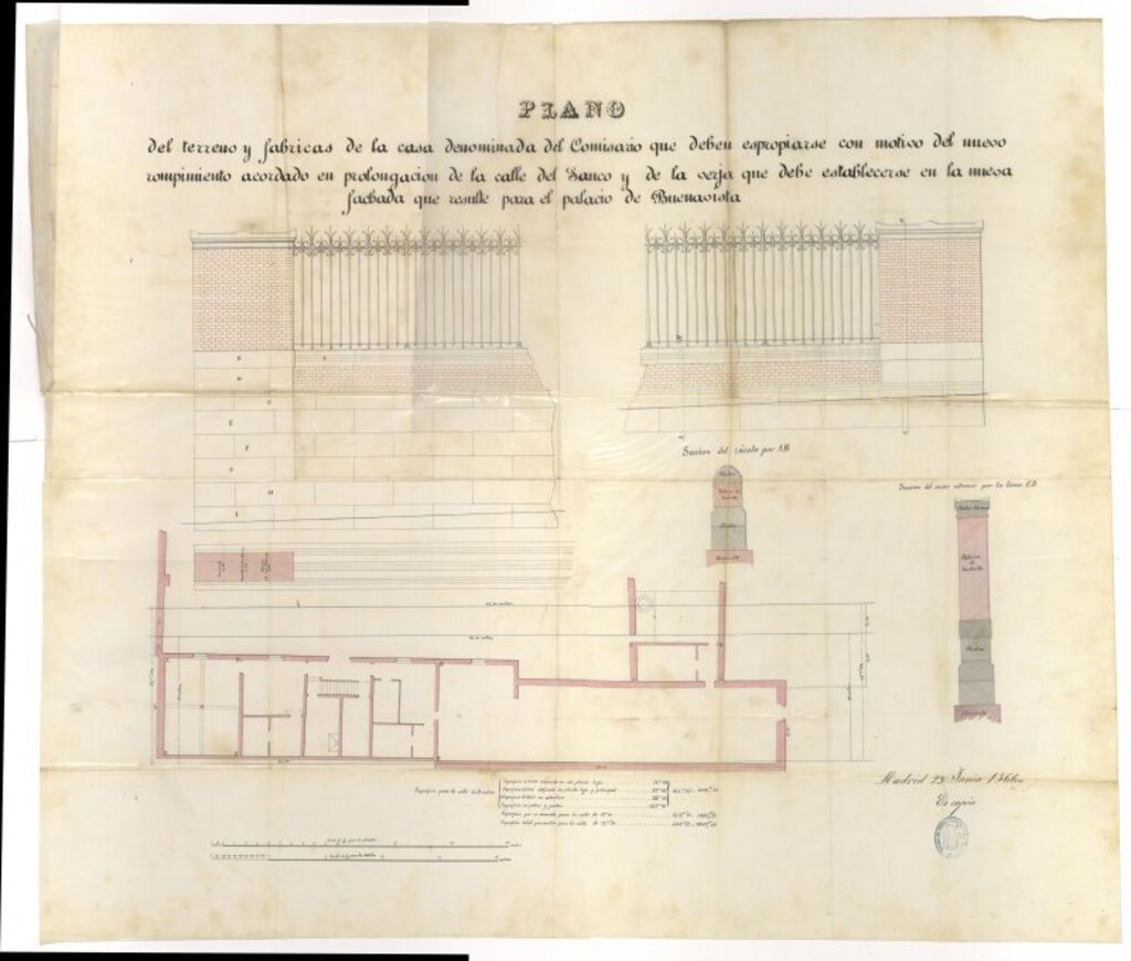 Miniatura de Expediente instruido con motivo de la que ha de celebrarse para la construcción de una verja en terreno del Ministerio de la Guerra, por la prolongación de la calle del sauco.