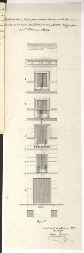 Miniatura de Dª Eduarda Pérez, solicita construir de nueva planta la casa de su propiedad calle de Toledo, nº 97.