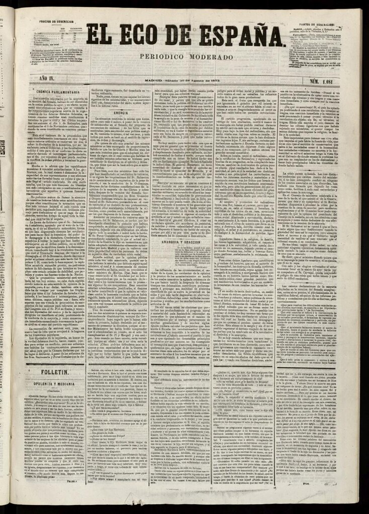 Miniatura de El Eco de España del 30 de agosto de 1873