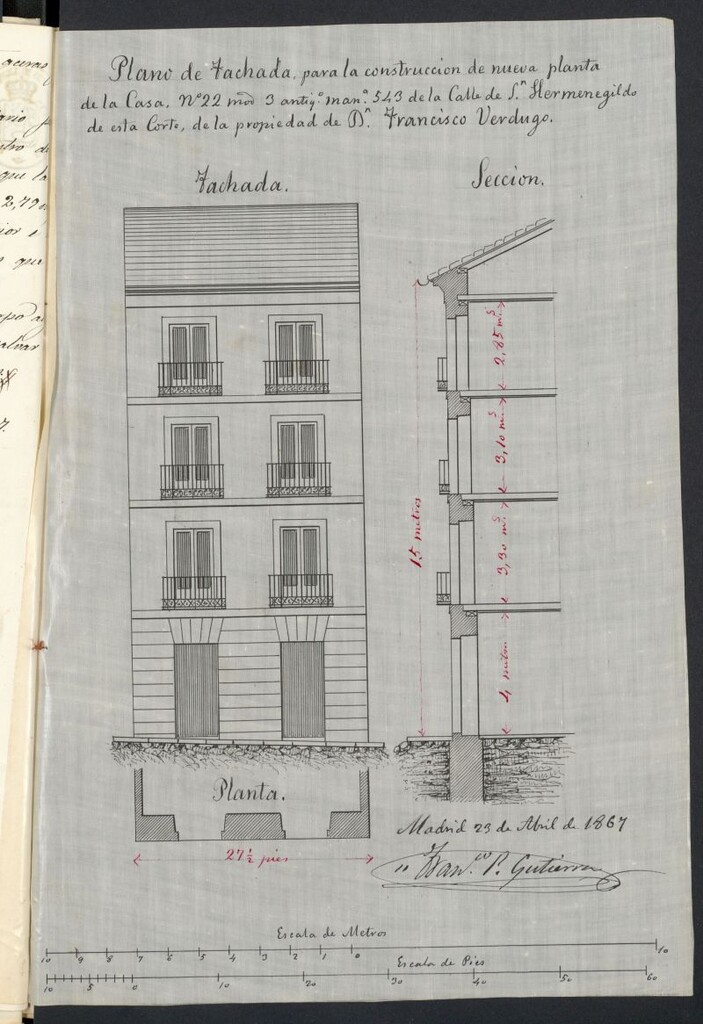 Miniatura de D. Francisco Verdugo, solicita la de nueva planta de su casa calle de San Hermenegildo nº 22 moderno.
