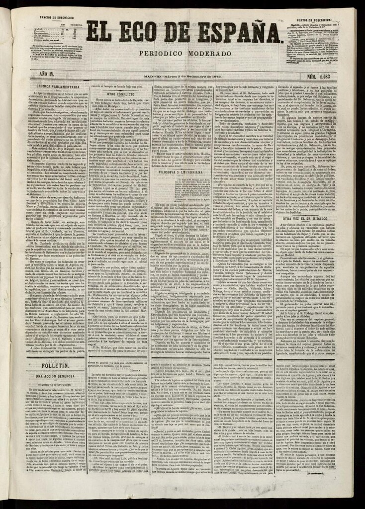 Miniatura de El Eco de España del 2 de septiembre de 1873