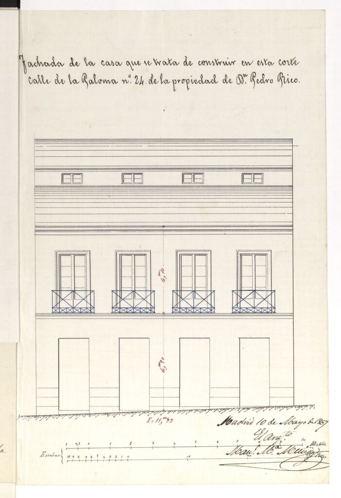 Miniatura de D. Pedro Rico, dueño de la casa calle de la Paloma, nº 24 moderno, solicita construirla de nueva planta.