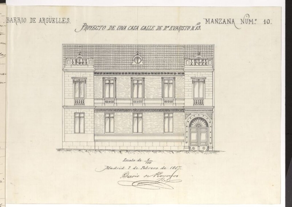 Miniatura de D. José Prats, dueño del solar nº 13 provisional de la calle de D. Evaristo en el barrio de Argüelles, para construir en él nueva planta.