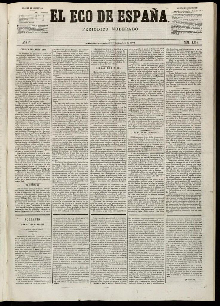 Miniatura de El Eco de España del 3 de septiembre de 1873