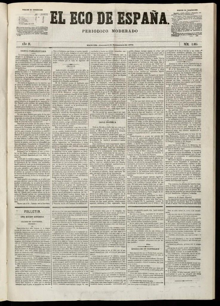 Miniatura de El Eco de España del 4 de septiembre de 1873