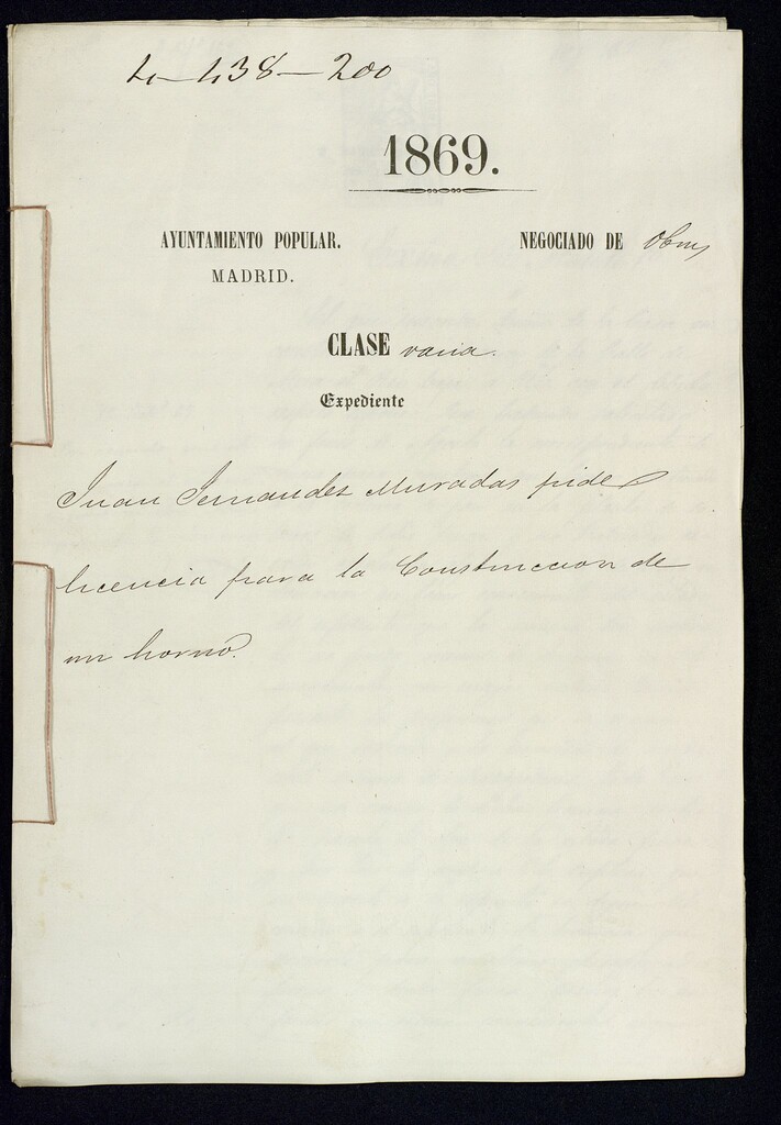 Miniatura de Juan Fernández Muradas, pide licencia para construción de horno.