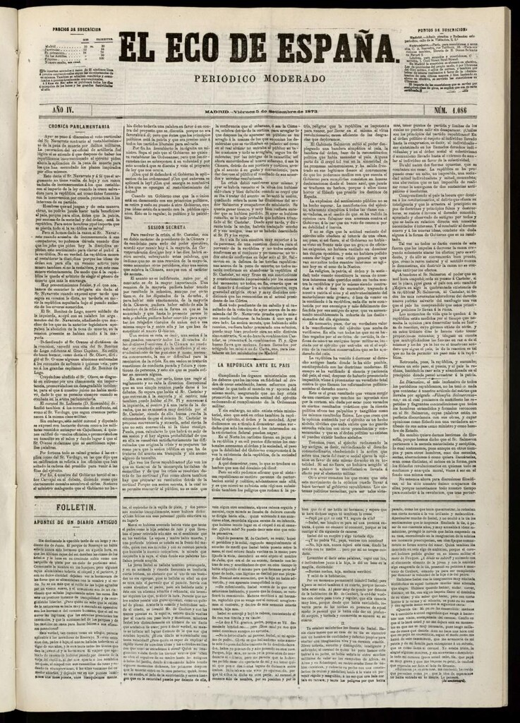 Miniatura de El Eco de España del 5 de septiembre de 1873