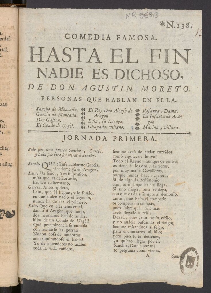 Miniatura de Comedia famosa, hasta el fin nadie es dichoso