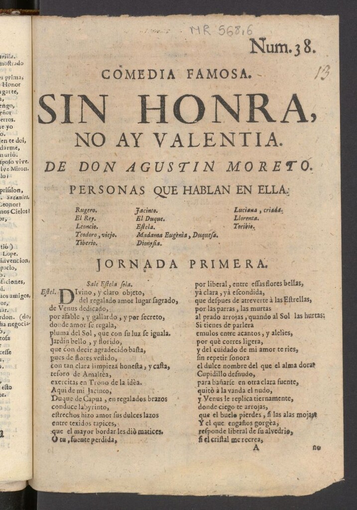 Miniatura de Comedia famosa, sin honra no ay valentia