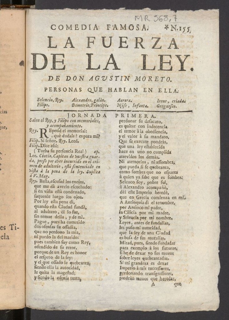 Miniatura de Comedia famosa, La fuerza de la ley