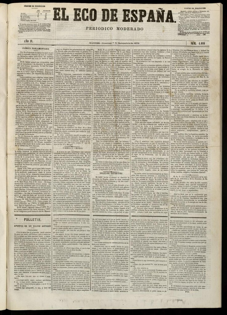 Miniatura de El Eco de España del 7 de septiembre de 1873