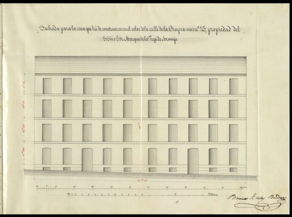 Miniatura de D. José Sánchez y Reyes apoderado del  Excmo. Sr. Marqués de la Vega de Armijo, para construir la casa nº 45 de la calle de Prim.
