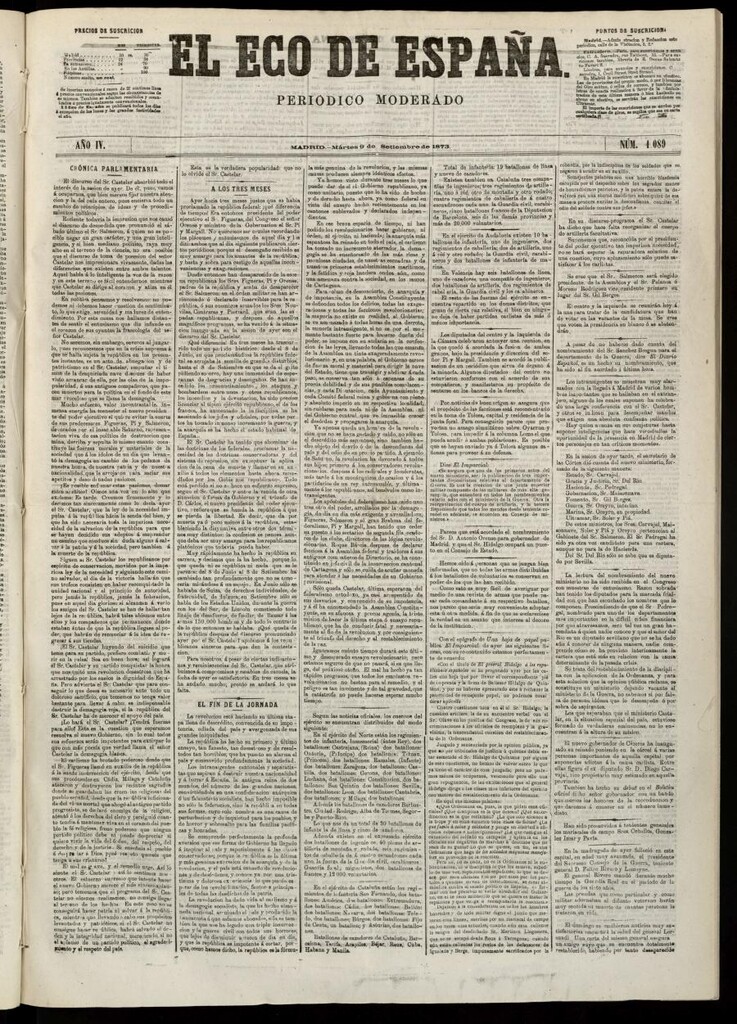 Miniatura de El Eco de España del 9 de septiembre de 1873