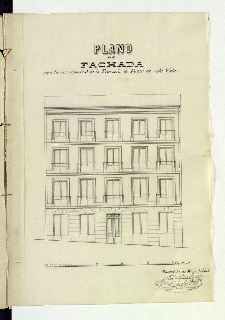Miniatura de D. José Baquiero, para construir de nueva planta la casa nº 5 de la calle de la Travesía del Fucar.