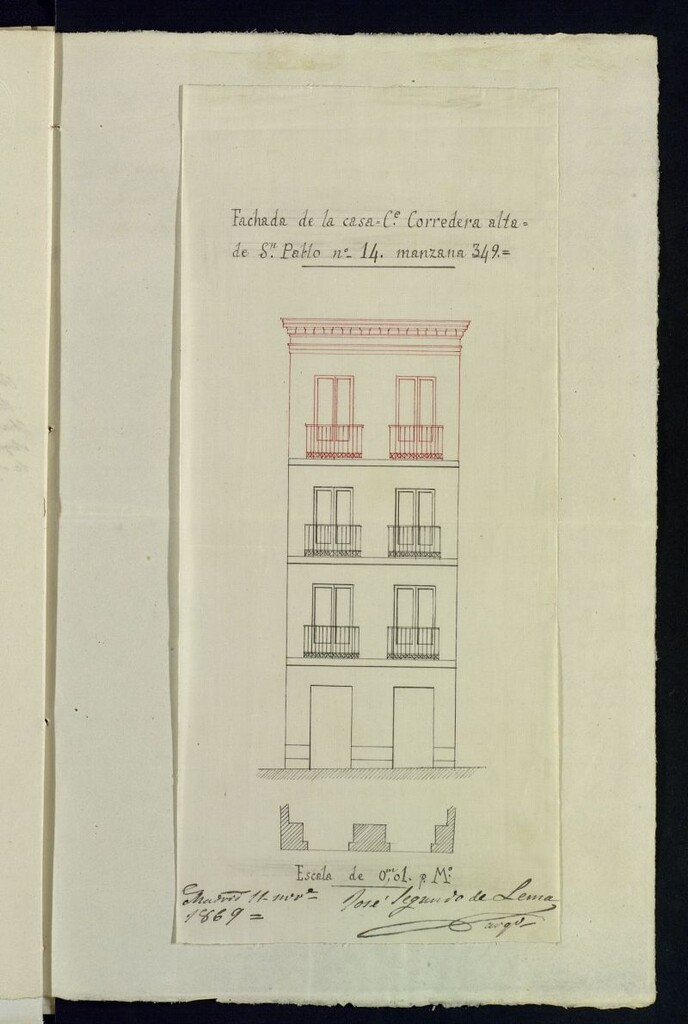 Miniatura de D. Antonio Martínez, solicitando licencia para aumentar un piso a su casa calle de San Pablo, nº 14.