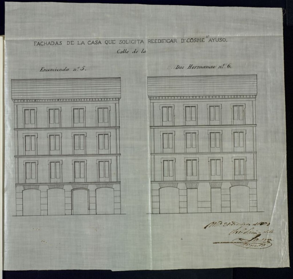 Miniatura de D. Cosme Barrio Ayuso, para reedificar su casa calle de la encomienda , nº 5.