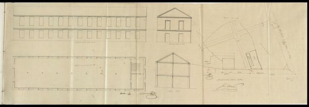 Miniatura de D. José Maria Sánz, y continuando por los Sres. Castelló y Tous en solicitud de edificar una fábrica de Curtidos en las afueras del Portillo de Gil y Mon, con accesorio al Pº Imperial.