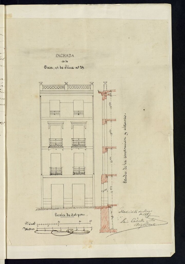 Miniatura de Dª Erceta Mernent, para construir de nueva planta la casa nº 29  de la calle de Silva.