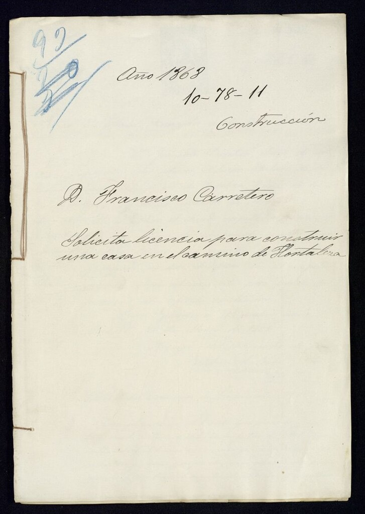 Miniatura de D. Francisco Carretero, solicita licencia para construir una casa en el  Camino de Hortaleza.