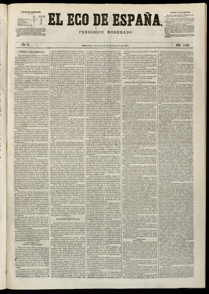 Miniatura de El Eco de España del 12 de septiembre de 1873