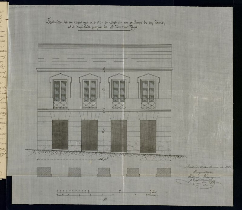 Miniatura de D. Antonio Vega, para construir en un solar del Paseo de los Olmos, nº 9.