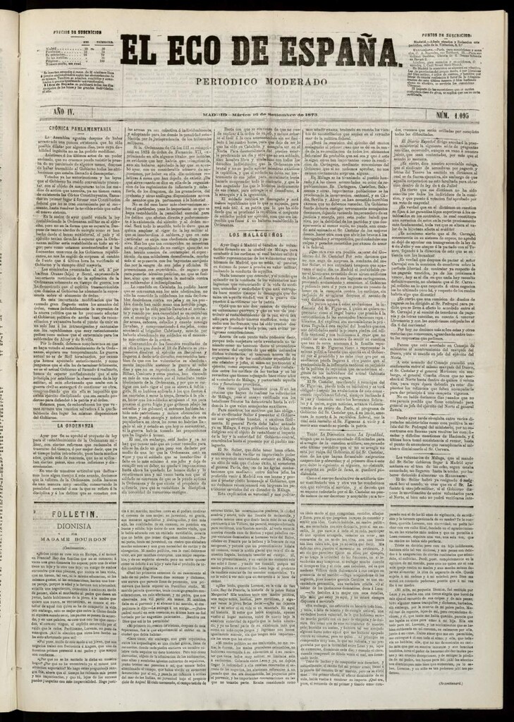 Miniatura de El Eco de España del 16 de septiembre de 1873