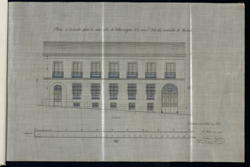 Miniatura de D.  Francisco Maroto, Licencia para edificar en la calle de Villamagna, nº 4, manzana doscientas cinco del Ensanche.
