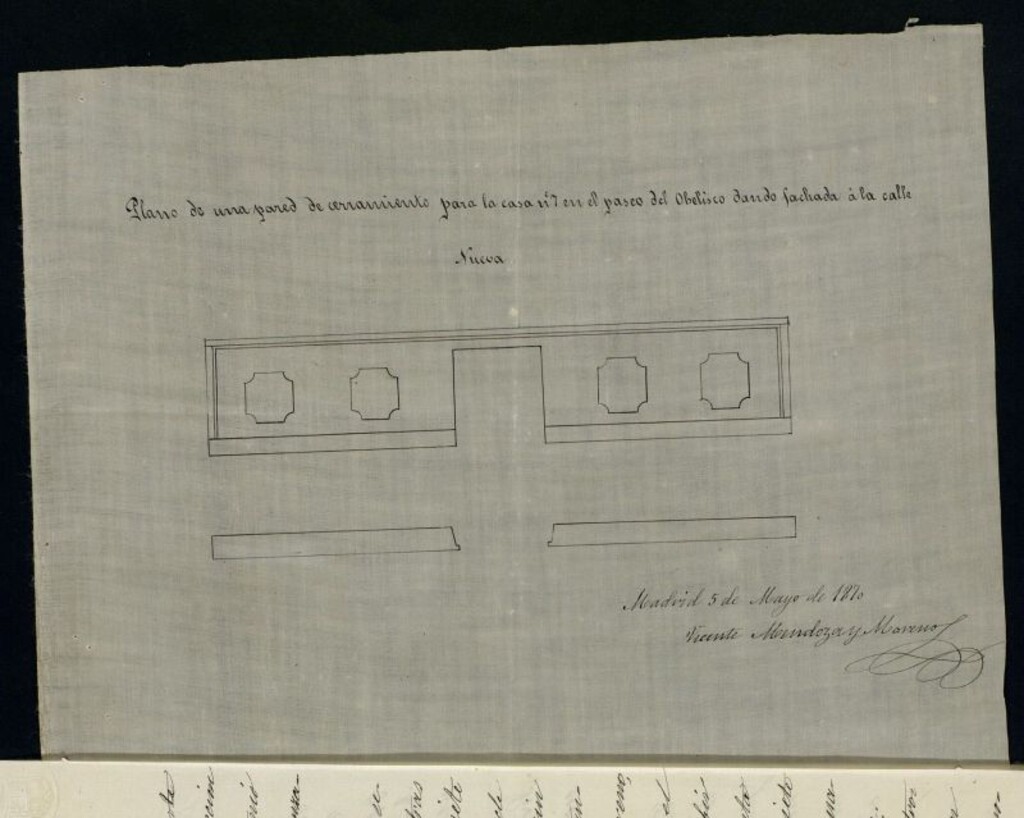 Miniatura de D. Antonio Molero, para cercar el solar contiguo a la casa nº 7, paseo del Obelisco, y abrir una puerta.