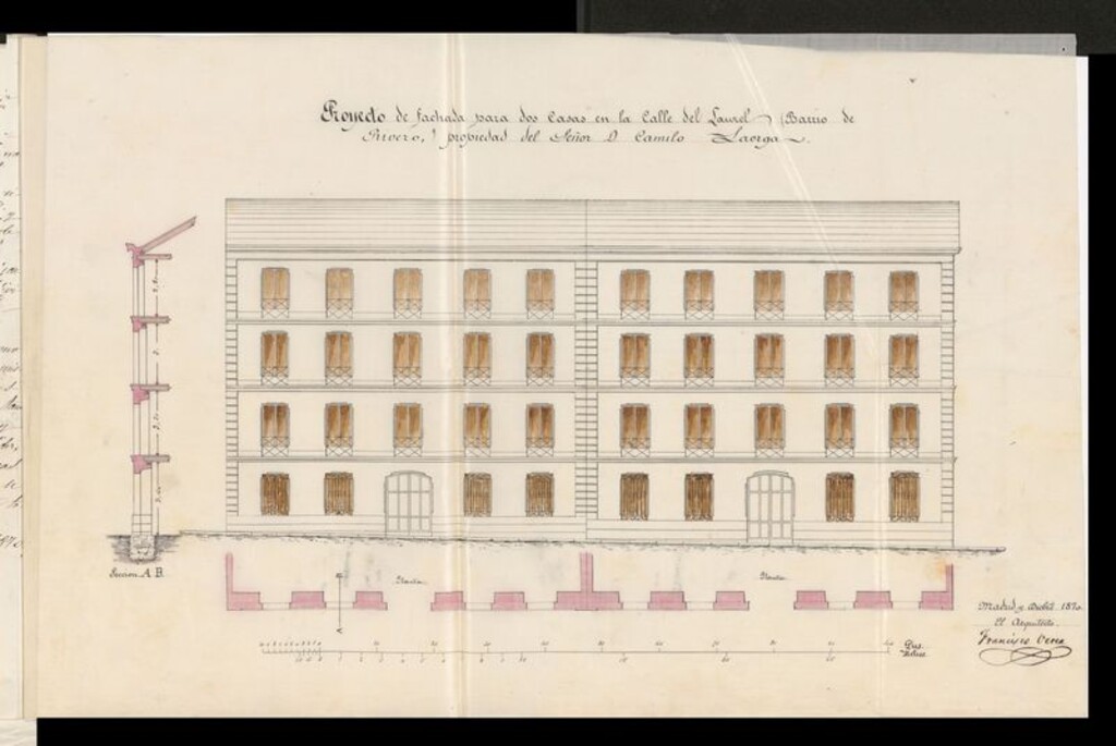 Miniatura de D. Camilo Laorga, en solicitud de licencia para construir de nueva planta en  parte de un solar de su propiedad, contiguo a su casa, sito en la calle del Laurel.