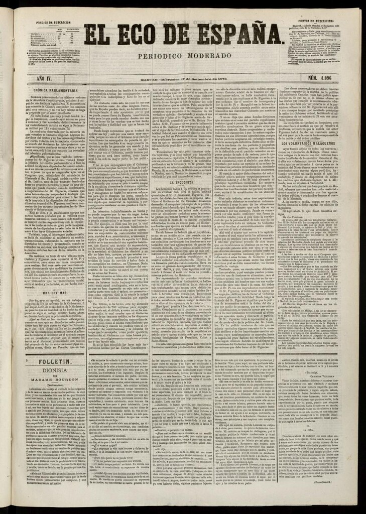 Miniatura de El Eco de España del 17 de septiembre de 1873