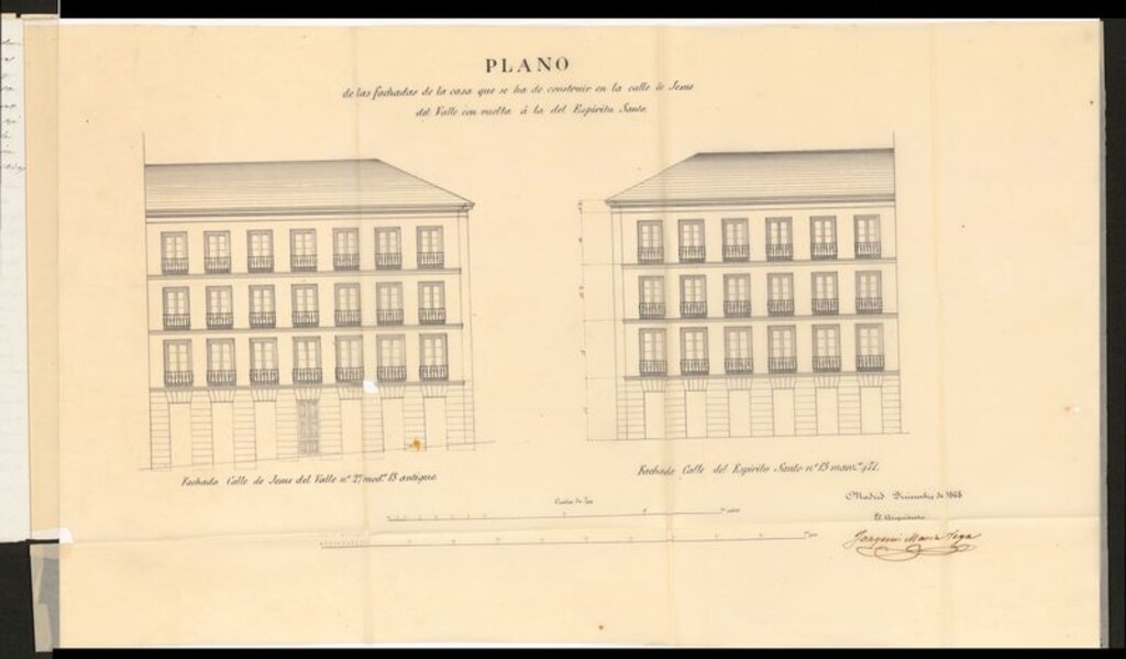 Miniatura de D. Francisco Chamborria y Gómez, en solicitud de licencia para construir la casa calle de Jesús del Valle nº 27 con vuelta a la del Espíritu Santo.