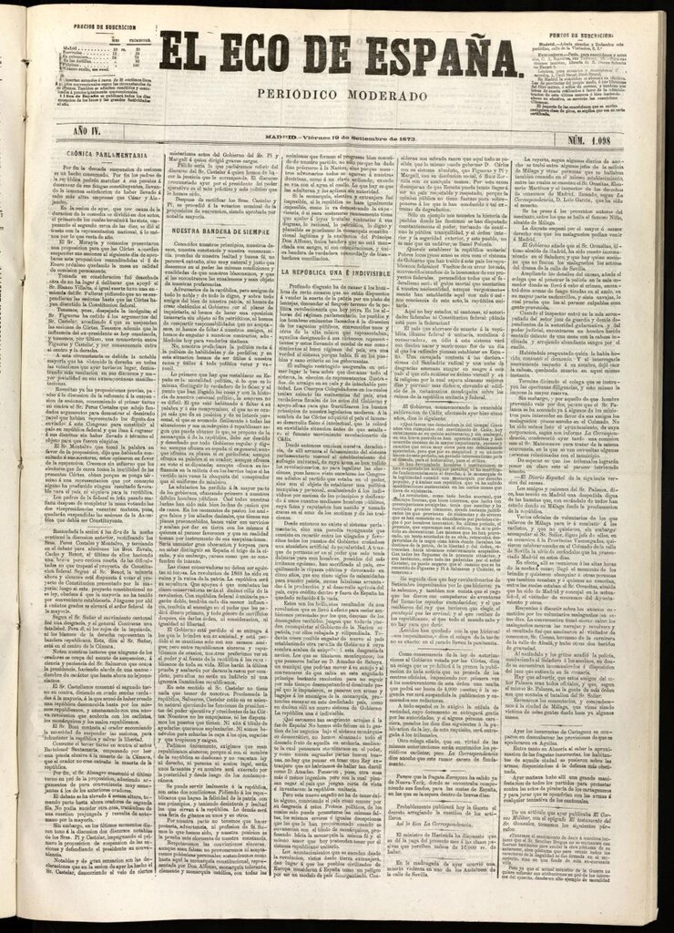 Miniatura de El Eco de España del 19 de septiembre de 1873