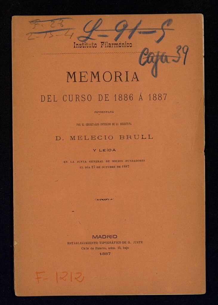 Miniatura de Memoria del curso de 1886 a 1887 del Instituo filarmónico