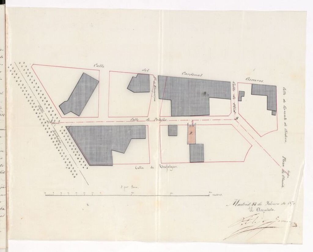 Miniatura de D. Pedro Collado, sobre cercar el solar de su propiedad sito en Chamberí, calle de Palafox.