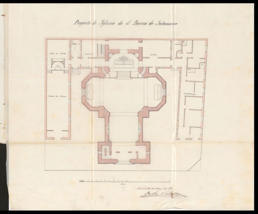 Miniatura de Sr. Conde Alvar-Hañerz, en solicitud de licencia para construir un templo católico en el barrio de Salamanca.
