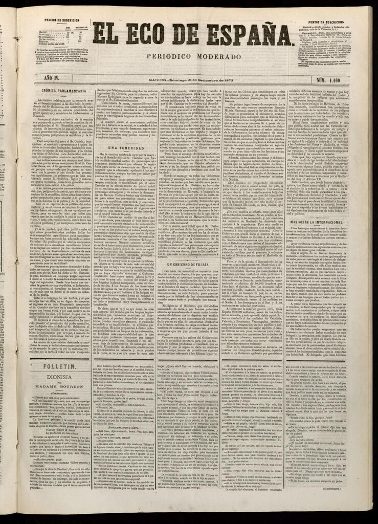 Miniatura de El Eco de España del 21 de septiembre de 1873