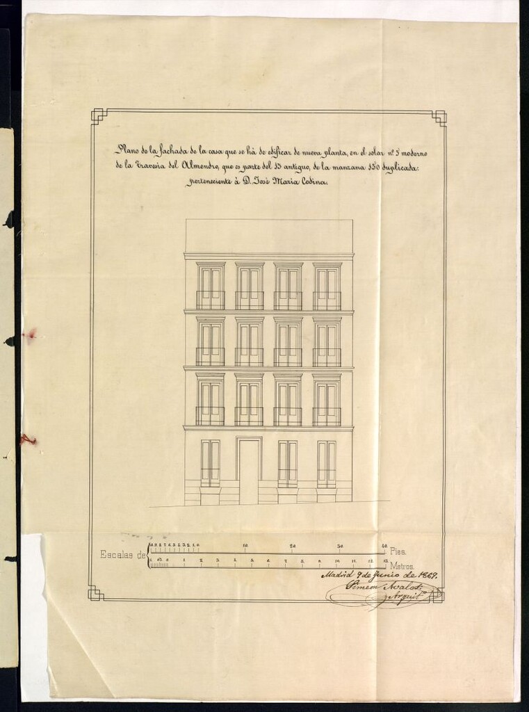 Miniatura de D. José Codina, para construir de nueva planta la casa nº 5 de la Travesía del Almendro, y el que se instruyó en el año de 1868 por el mismo, para construir otra casa en dicha calle del almendro nº 2, con vuelta a la del mismo nombre nº 5.