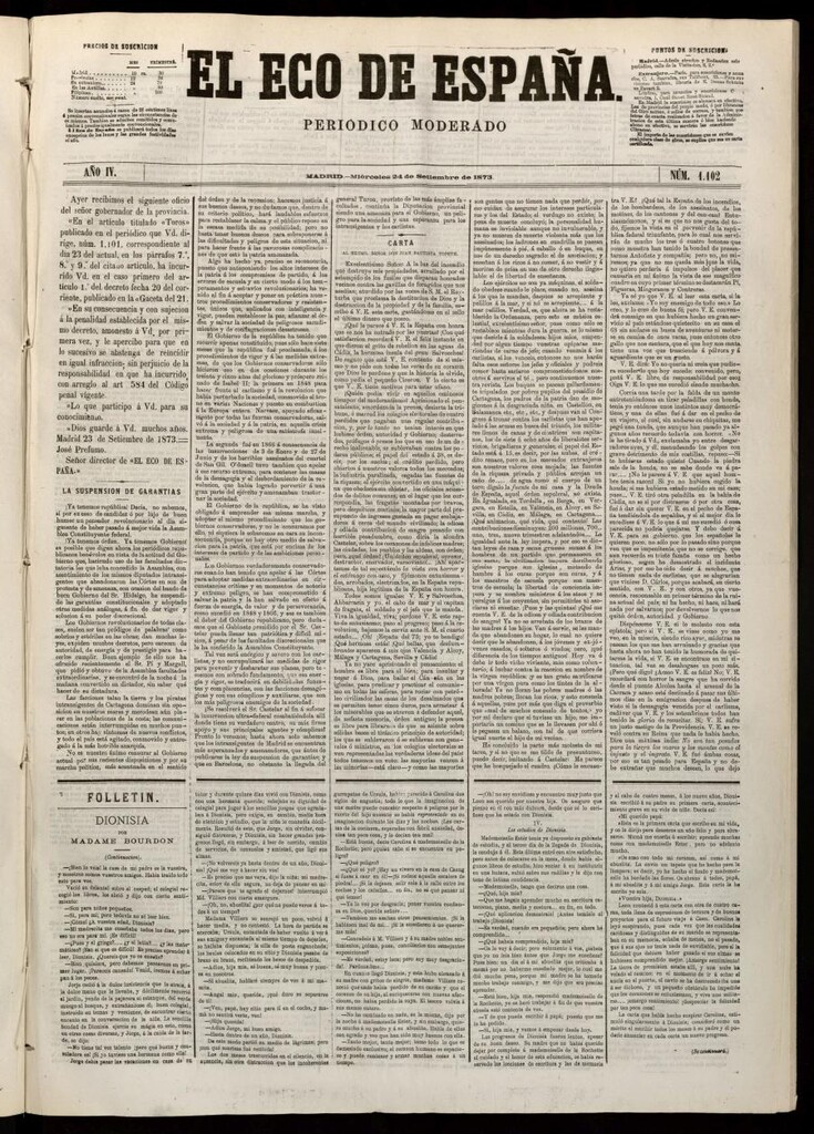 Miniatura de El Eco de España del 24 de septiembre de 1873