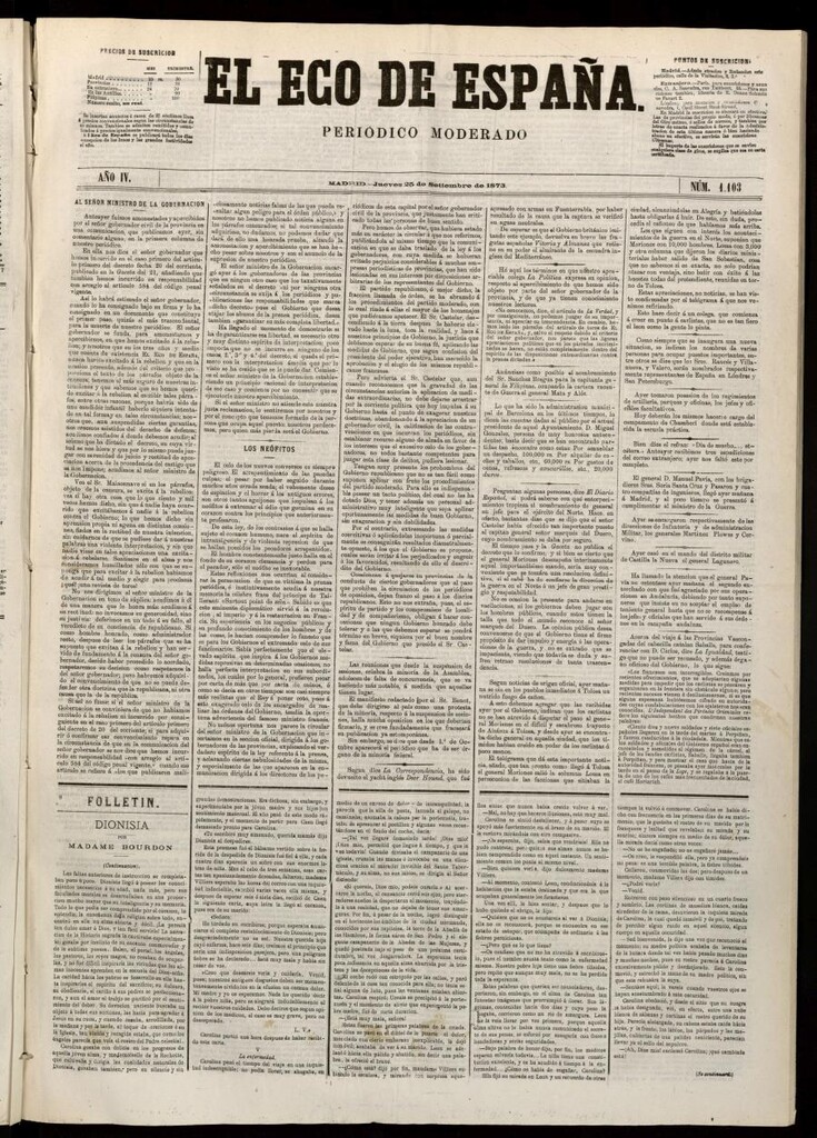 Miniatura de El Eco de España del 25 de septiembre de 1873