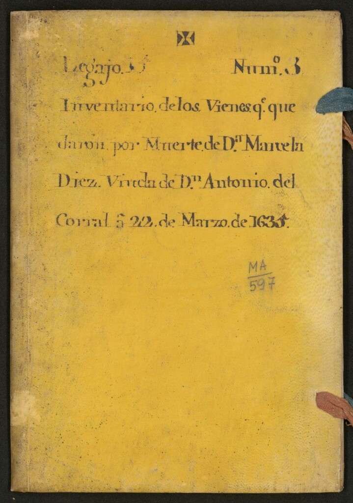 Miniatura de Inventario de los vienes q[u]e quedaron por muerte de D[oñ]a Manuela Diez, viuda de de D[o]n Antonio del Corral: 22 de Marzo de 1635.