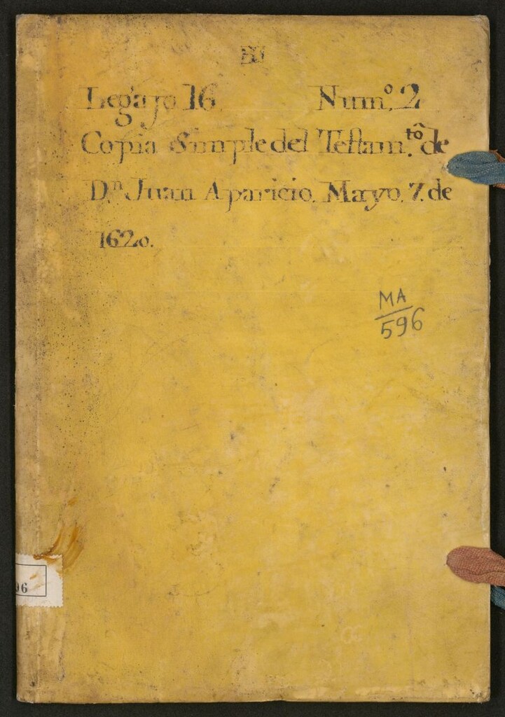 Miniatura de Copia simple del testam[en]to de D[o]n Juan Aparicio: Mayo. 7 de 1620